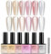 DMQ Cat Eye Gel Nail Polish Set, 6Pcs Jelly Nude Pink Champagne Magnetic Nail Polish with Magnet Stick, 9D Glass Crytal Holographic Glitter Soak-Off UV/LED Gel Polish for Nail Art Women DIY Home