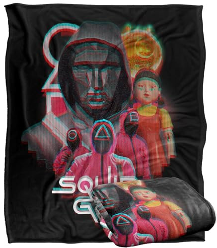 Squid Game Front Man and Guards Silky Touch Kuscheldecke, Optimalweich, 152 x 127 cm