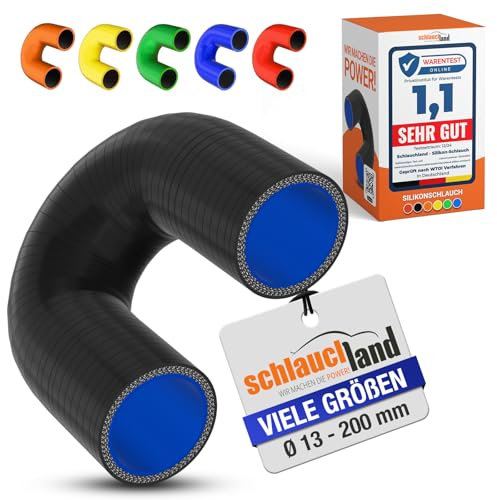 1 Stück | Silikonbogen 180° Grad ID-Ø 76mm schwarz 200°C | VIELE GRÖSSEN & FARBEN | Silikon-Schlauch Ladeluft LLK Kühler Schlauch-bogen Turbo Kühlmittel Kühlwasser Ansaug Gummi flexibel Rohr | PREMIUM