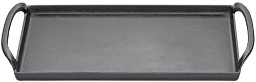 KÜCHENPROFI PROVENCE - Piastra per barbecue Plancha, 38 cm, in ghisa smaltata, adatta a tutti i piani cottura, compresi quelli a induzione, multifunzionale per cuocere, grigliare e servire