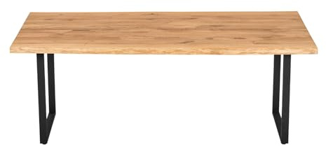 ABL HOLZ-ZENTRALE Massivholztisch Eiche 160x80 cm mit Baumkante – Esszimmertisch mit 4 cm Tischplatte & U-Gestell aus Metall – moderner Esstisch, Natürlich geölt, handgefertigt