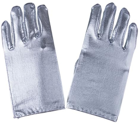 Vynetra Lederhandschuhe für Kinder, Party, kurze schimmernde Uniform-Fäustlinge, Bühnenparty-Handschuhe für Kinder