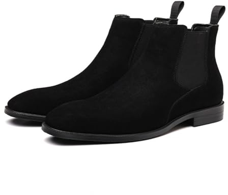 HESYSUAN Classic Chelsea Suede Boots per gli uomini, Slip on Stivali da uomo, Retro Solid Color Comfort Stivale in pelle scamosciata alla caviglia