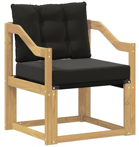 vidaXL Outdoor-Sofa Massives Akazienholz und Textilene Weiß, Balkon Garten Sofa, rechteckige Garten-Lounge Sitzgruppe, strapazierfähige Möbel für entspannte Terrassenstunden