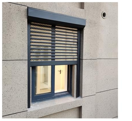 Volet roulant en alliage d'aluminium avec tissu perforé pour garage et grange (90 x 120 cm)