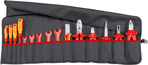 KNIPEX Werkzeug-Rolltasche 15-teilig mit isolierten Werkzeugen für Arbeiten an elektrischen Anlagen 805 mm, 98 99 13