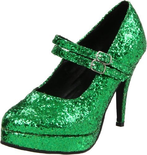 Ellie Shoes Women's 421-Jane-G Maryjane Pump, Green Glitter, 5 UK