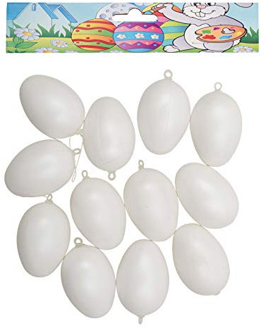 Idena 736364 - Kunststoffeier, 12er Pack, Größe 4 cm, Weiß, Eier, Ostern, Basteln, Dekoration, Osterei, Osterhase, Nest