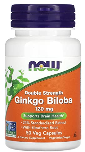 Now Foods Double Strength Ginkgo Biloba, 120mg, 50 Capsules