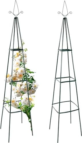 anaterra® Rosenbogen - Set, 2 Stück, Freistehend, Stabil, Metall, Grün - Rankhilfe, Gartenbogen, Rankbogen, Rosenhilfe, Rosen Torbogen, Rankgitter für Hochzeit, Garten, Balkon (Rosenpyramide, 13mm)