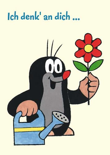 modern times -3er Set Postkarte DER KLEINE MAULWURF - Motiv: MW ICH DENK AN DICH, Anlass: Kindermotive Liebe/Romantik, Künstler/Verlag: KARTENKOMBINAT © MILER, Zdenek, Größe: A6