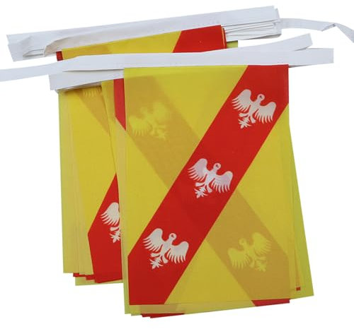 AZ FLAG - Guirlande Drapeau Lorraine - 6 Mètres Avec 20 Fanions Lorrain - France De 21x14 cm - Petits Drapeaux 100% Polyester - 60g