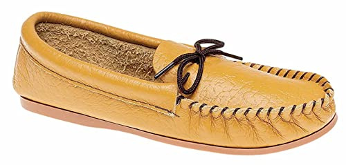Mokkers Mens Moccasin Slippers Tan Brown Leather Laced