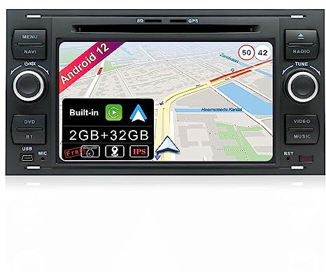 JOYX Android 10 Autoradio Passt für Ford C-Max/Connect/Fiesta/Focus/Fusion/Galaxy/Kuga S-Max/Transit/Mondeo Schwarz | Rückfahrkamera KOSTENLOS | 2G+32G | 7 Zoll 2 Din | MIT 4G WiFi DAB BT GPS Navi