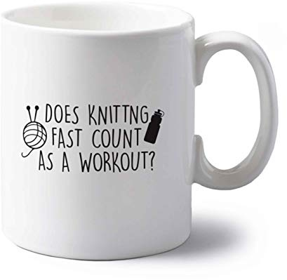Flox Creative 10 oz Ceramic Mug Knitting Fast Workout Left Handed