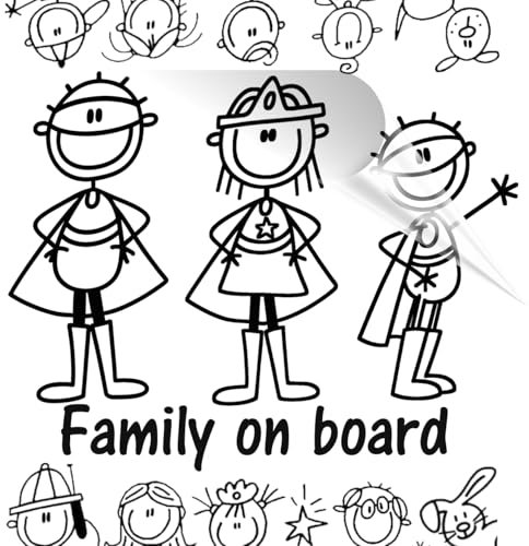STICKEREDO. Crea il tuo adesivo/decalcomania con la famiglia di personaggi stilizzati. Tantissimi modelli personalizzabili con il nome. Adesivo personaggi papà, mamma, bimbo, bimba cane ecc...