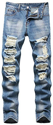 AITITIA Men's Ripped Regular Fit Jeans