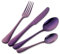 Buyer Star Cuberteria 4 Piezas Cubiertos Violeta Acero Inoxidable Vajilla Cuchara Tenedor Cuchara Cucharilla