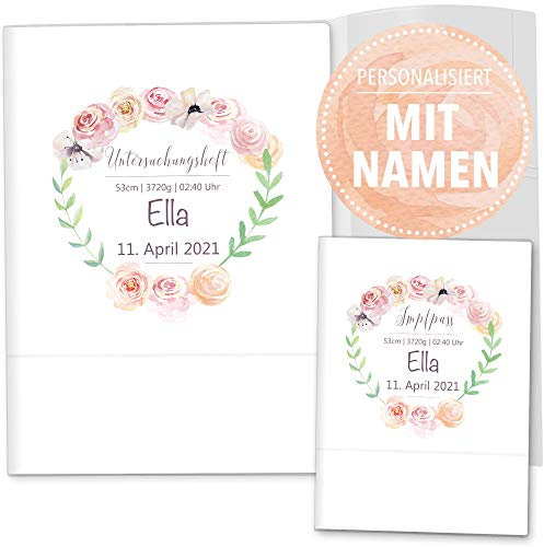 OLGS Personalisierbares U-Heft und Impfpasshüllen 3-teiliges Set Cute Boho Untersuchungsheft Hülle & Impfpasshülle mit Namen und Geburtsdatum (Uhefthüllen personalisiert, ohne Motiv)
