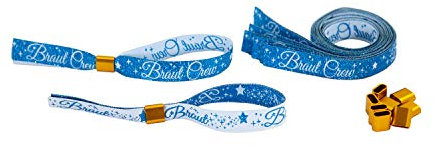 Oblique Unique® JGA Armbänder Set 1x Braut - 9X Braut Crew mit Glitzereffekt für Junggesellinnenabschied Hen Party Hochzeit Armband Mitgebsel Einheitsgröße Blau Weiß
