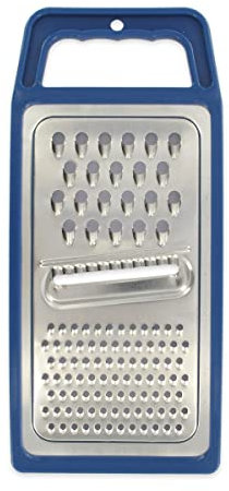 Fackelmann 670453 Râpe universelle, râpe à fromage, râpe, Acier inoxydable, Plastique, Bleu, 24,3 x 11 x 1,8 cm