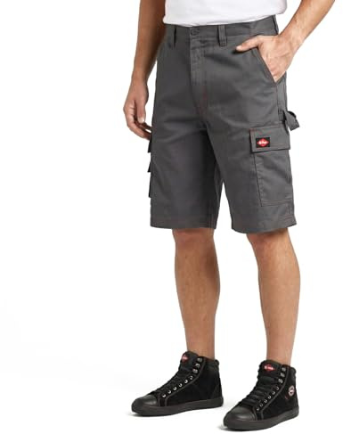 Lee Cooper Short Travail Homme Cargo – Workwear Résistant Multi Poches Entretien Facile, Été Léger Triple Coutures Capri Short(Gris, 38W)