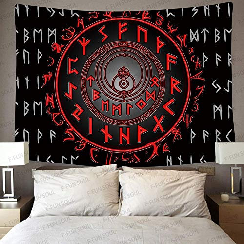 F-FUN SOUL Geheimnisvolle Runen-Wandteppich, groß, 203,2 x 152,4 cm, weiches Flanell, Wikinger-Meditation, antikes Symbol, Kunst, Wandbehang für Wohnzimmer, Schlafzimmer, Dekoration, Banner GTZYFS422