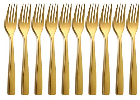 10er SET COMAS 6099 Kuchengabel BARCELONA GOLD Edelstahl 18/10 / PVD-Beschichtung/Gold-Finish