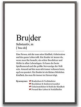 Ritter Mediendesign Bruder Premium Kunstdruck Wörterbuch Bild Din A4 Wandbild Din A4 Druck Poster Fine Art Deko Geschenkidee