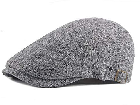 RUICHENG Schirmmütze Herren Sommer Leinen Kappe Flat Cap Schiebermütze (Dunkelgrau)