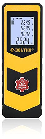 Laser Distance Meter, BOLTHO Laser Measure Laser Measuring Tool Digital Laser Distance Meters with Backlight LCD Display, Measure Distance, Area and Volume, Pythagorean Mode 131Ft/40M (Single Button)