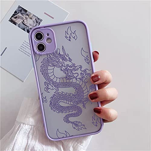 EYZUTAK Case for iPhone SE(5G) 2022 iPhone 7 iPhone 8 iPhone SE 2020, Clear Fashion Animal Sculpture Dragon Cartoon Pattern Frosted PC Back 3D Soft TPU Edge Bumper Silicone Shockproof Case - Purple