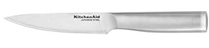 KitchenAid Gourmet - Cuchillo utilitario de acero inoxidable forjado de borde fino con cubierta de hoja de ajuste personalizado, cuchillo de cocina afilado, hoja de acero inoxidable japonés de alto