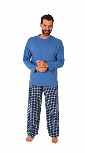Herren Schlafanzug lang Pyjama Set mit Karierter Flanell Hose - 222 101 10 870, Farbe:hellblau, Größe:48