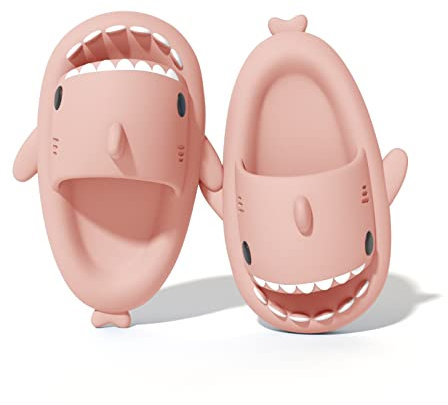 Puimentiua Pantoufles Requin Mignonnes Drôles Pantoufles Bain Hommes Pour Femmes été Plage Toboggans à Bout Ouvert Intérieur Extérieur, rose, 38-39