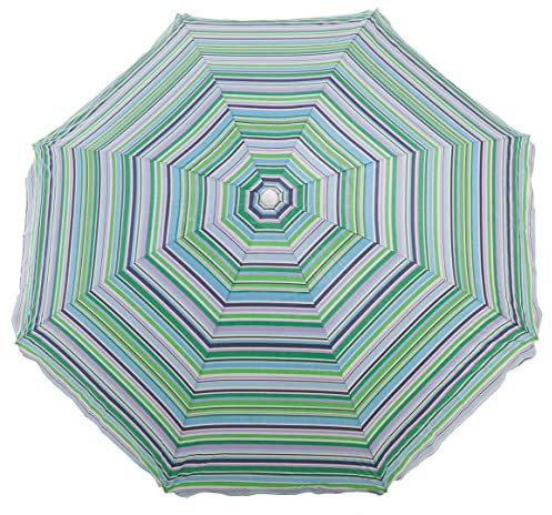 Creaciones Llopis Sombrilla Playa protección UV 50 diferentes tamaños 180 cm., 200 cm. y 220 cm. (Rayas Verde Oscuro, 220 cm.)
