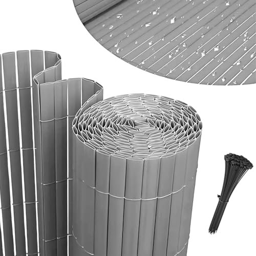 Viceree Elegante Canniccio in PVC 1x3 Metri Grigio - Arelle per Esterno, Frangivista PVC Balcone, Pannello Privacy Ringhiera, Recinzione Giardino Impermeabile