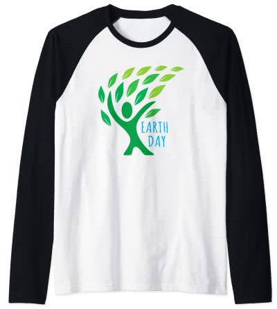 Arbre de jour de la Terre avec feuilles fluides dans le vent Manche Raglan