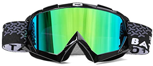 KINGBIKE Motocross Brille Mtb Brille Dirt Bike ATV Crossbrille goggle Sicherheit Tactical Riding Motorradbrillen für Herren Damen Jugend Fit ÜBer Brille (schwarz grün, Erwachsene)
