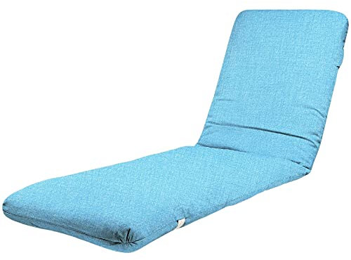 TIENDA EURASIA - Colchoneta para Tumbona de Jardin - Cojin Tumbona Acolchado Relleno de Fibra - Funda de Tela con Cremallera Lavable (180 x 50 cm, Azul Turquesa)