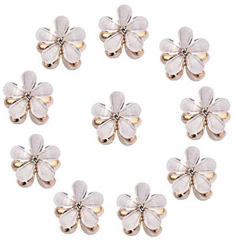 Vesaneae 10 Stück Mini Haarspangen, Diamant Haarspangen, Blumen-Haarspangen, Haarclips für Kinder, Haarschmuck für Damen, Klaue Haarspange, Haarspangen für Hochzeit, Süße Haarspangen (white)