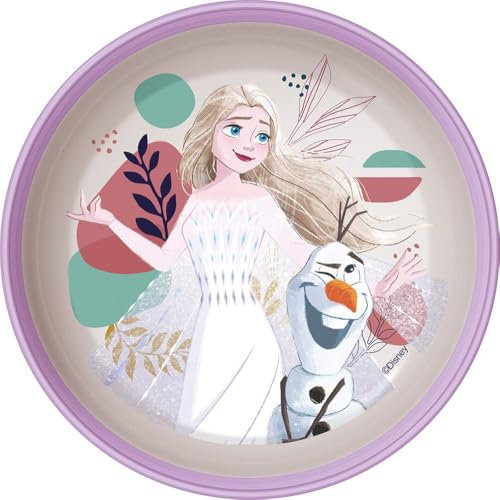 Disney Frozen Elsa und Olaf Kunststoff-Schüssel lila und weiß mit rutschfester Unterseite