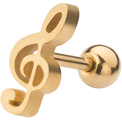 Taffstyle Piercing Stecker Notenschlüssel Ohr Cartilage Tragus Helix Ohrpiercing Knorpel Barbell Stab mit Kugel Gold