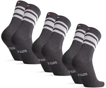 DANISH ENDURANCE Bio Baumwoll Tennissocken, Sneaker Socken, Sportsocken, Unisex, Herren & Damen, 3 & 6 Paar, Grau/Weiß, 43-47