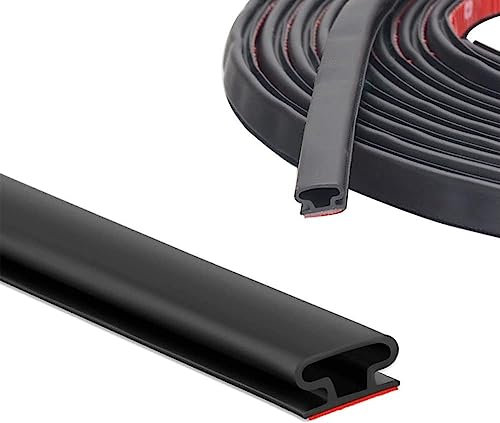 20M D-Shape Rubber Weather Stripping Door Seal Strip,Self-Adhesive Waterproof Window Sealing Strip,Draught Excluder for Door Frame Insulation Soundproof,Suit for 3 to 5.5mm Gap,Black