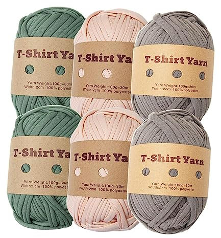 Dickly 6 Stück Strickgarn, Chunky Häkelgarn, Mehrfarbiges Baumwollgarn, voluminöses Garn für DIY Basteln Häkeln und Nähen T-Shirt Mützen Schals, Stil b