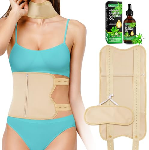 Rizinusöl-Packung, Bio-Rizinusöl-Packungen für die Leber, Washable Castor Oil Pack Kit, Organic Castor Oil Pack with Adjustable Strap (Castor Oil Included)(Khaiki)