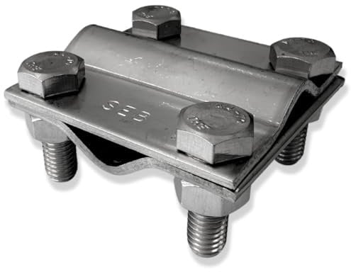 Kreuzverbinder V4A | für Erdungsband bis 30 mm und Rundleiter bis Ø 10 mm | Schrauben M8