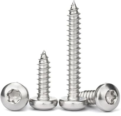 M4 x 12mm Self Tapping Screws, 100 Pcs Torx Pan Head 304 Stainless Steel Screws, Fasteners Bolts for Plastic Wood Furniture and Drywall