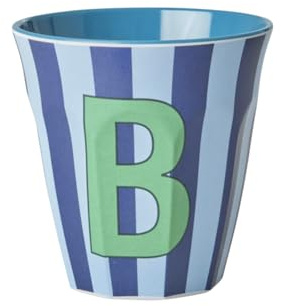 Varzi Briefpapier Glas Melamin Buchstabe B Streifen Blau 250ml Reis Trinkbecher Moderner Stil Mikrowellengeeignet